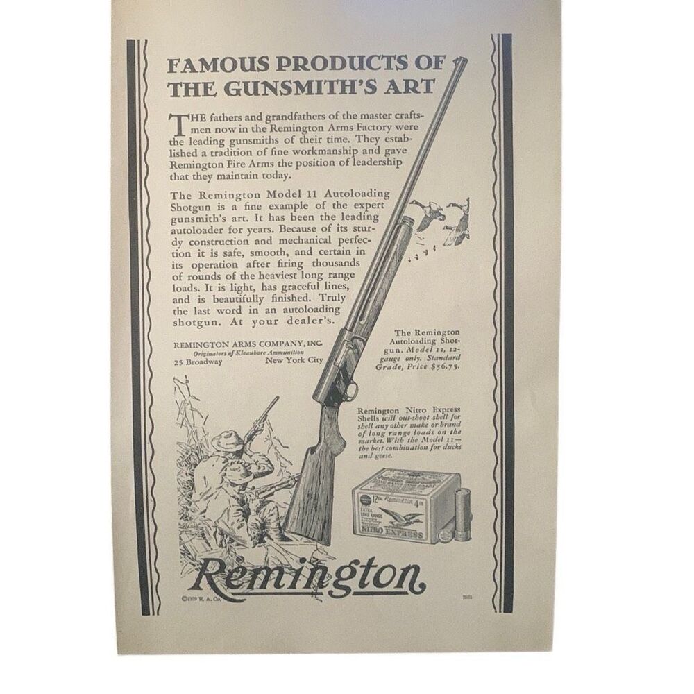 Vintage 1929 Remington Famous Products Ad Advertisement